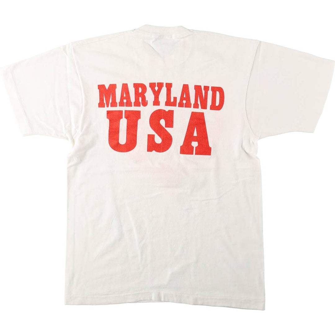 90'S Fruit of the Loom printed T-shirt, made in the USA, men's size L, vintage cotton white type Vintage Second Hand