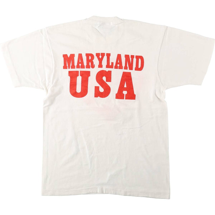 90'S Fruit of the Loom printed T-shirt, made in the USA, men's size L, vintage cotton white type Vintage Second Hand