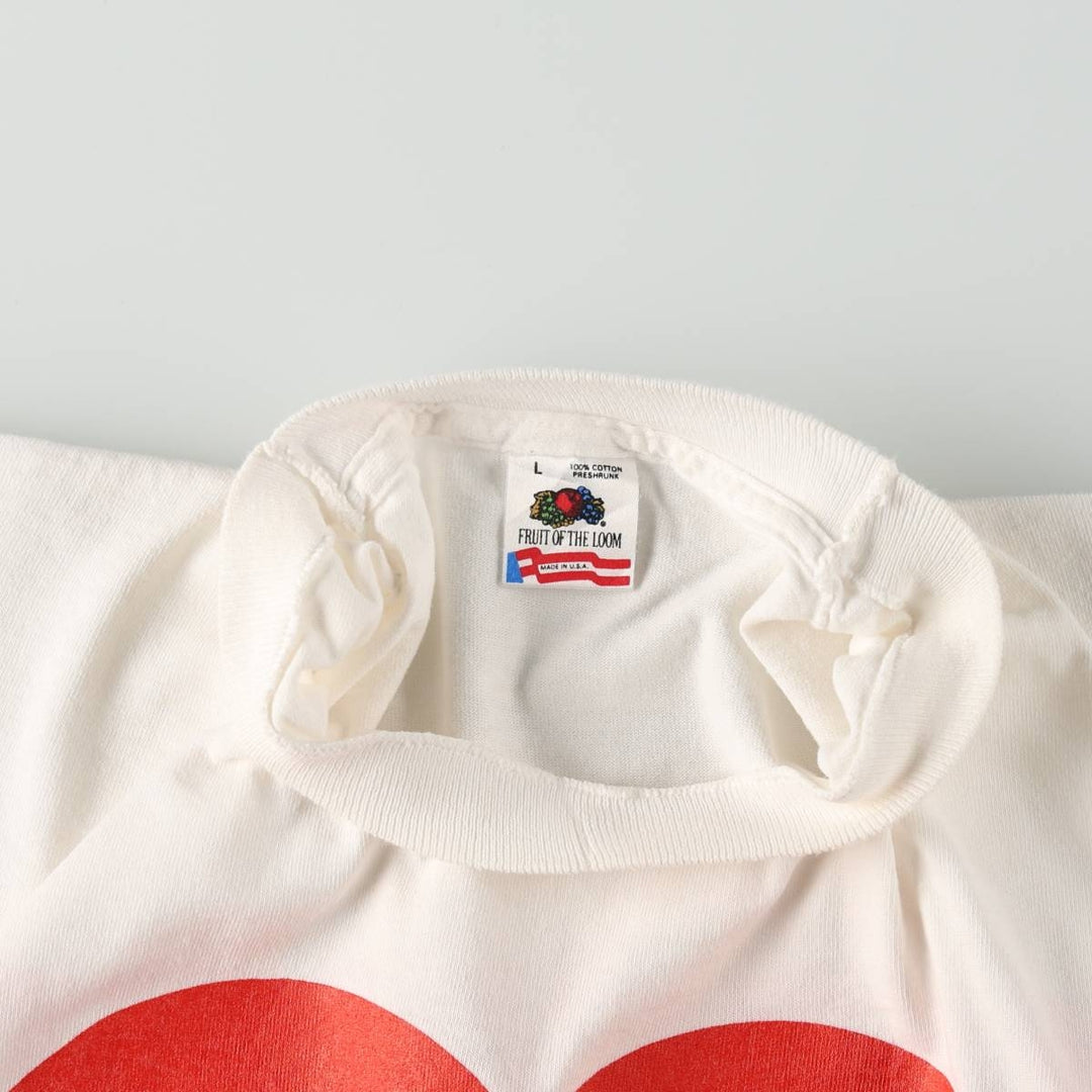 90'S Fruit of the Loom printed T-shirt, made in the USA, men's size L, vintage cotton white type Vintage Second Hand