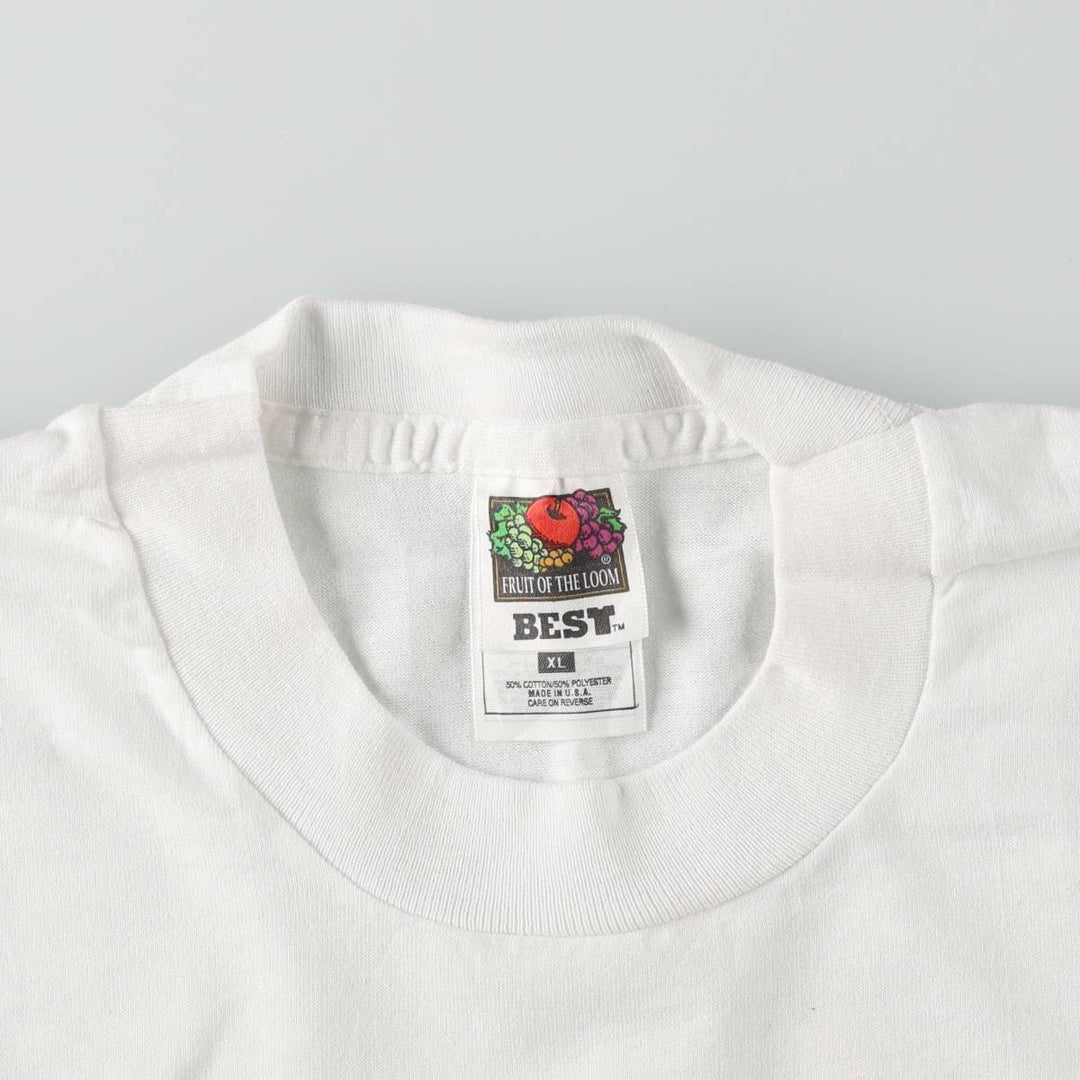 90'S Fruit of the Loom Radio Station Advertising T-Shirt, Made in USA, Men's XL equivalent, Vintage cotton white type Vintage Second Hand