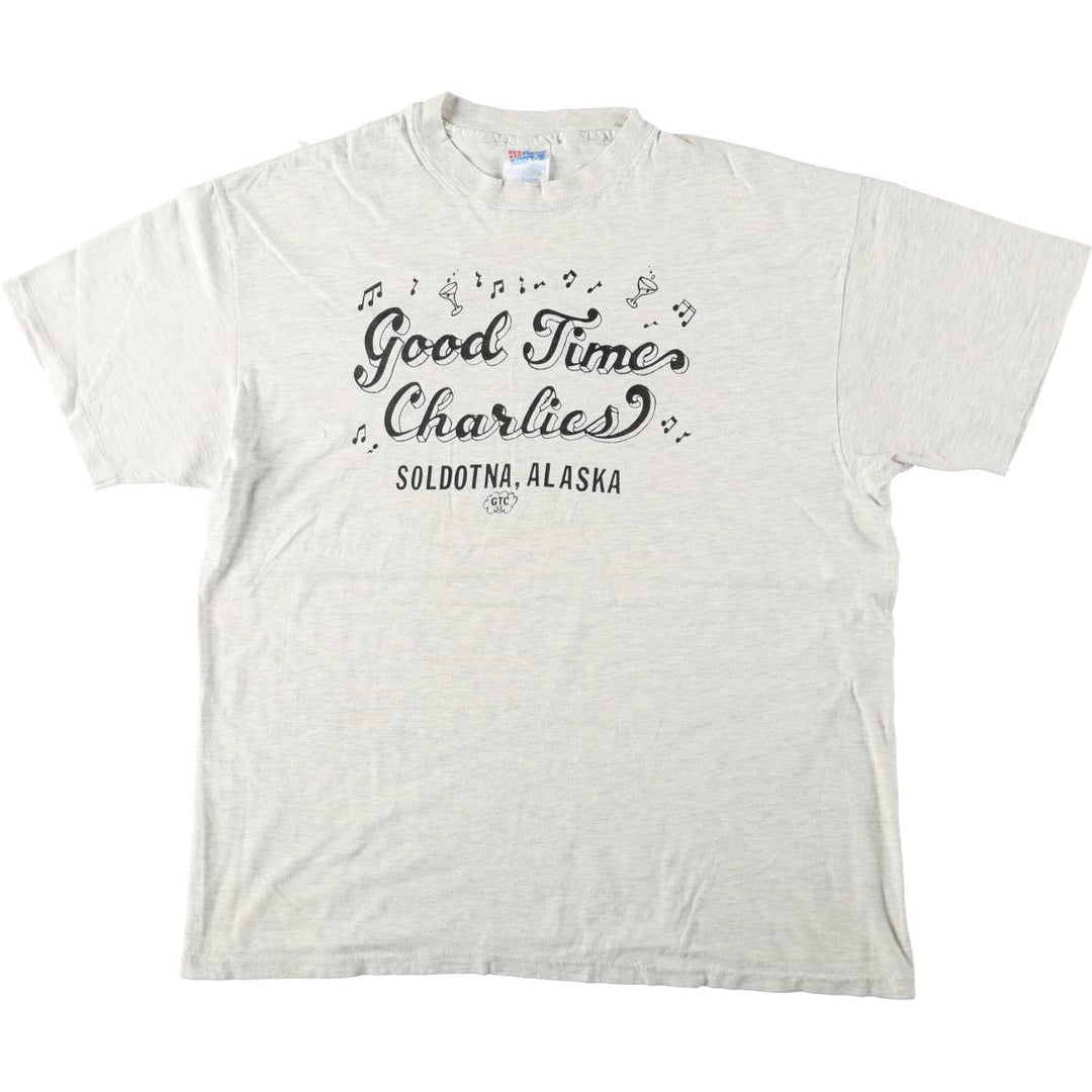 90'S Hanes BEEFY-T Printed T-shirt Made in USA Men's XL Vintage cotton pale white type Vintage Second Hand