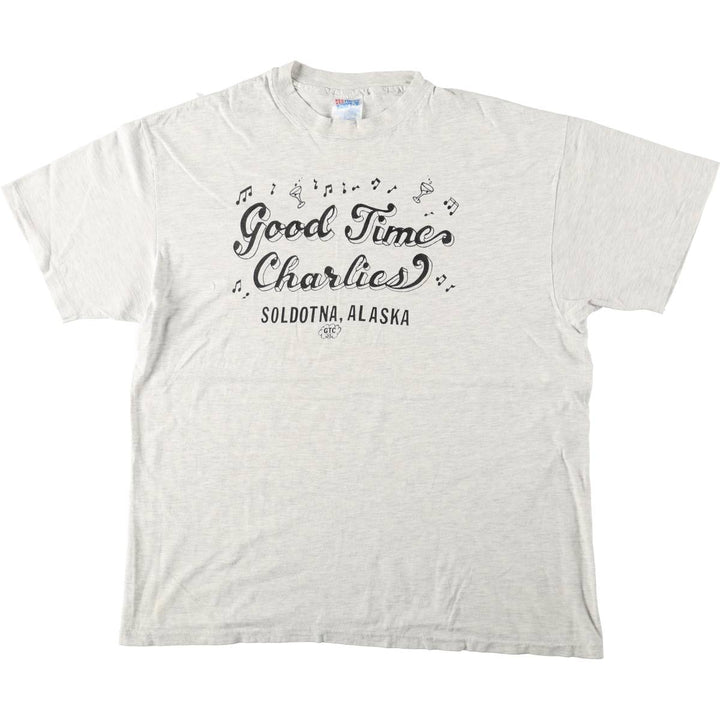 90'S Hanes BEEFY-T Printed T-shirt Made in USA Men's XL Vintage cotton pale white type Vintage Second Hand