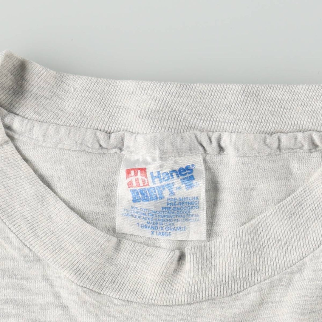 90'S Hanes BEEFY-T Printed T-shirt Made in USA Men's XL Vintage cotton pale white type Vintage Second Hand