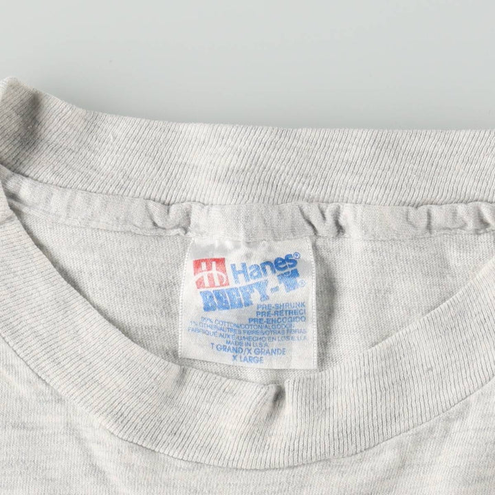 90'S Hanes BEEFY-T Printed T-shirt Made in USA Men's XL Vintage cotton pale white type Vintage Second Hand