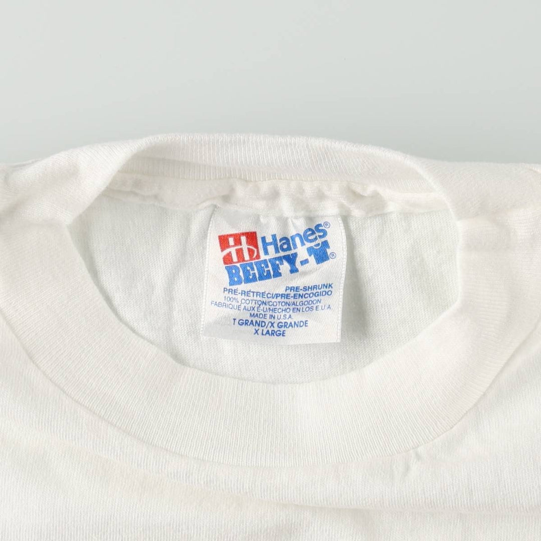 90'S Hanes BEEFY-T College T-shirt, Made in USA, Men's XL, Vintage cotton white type Vintage Second Hand