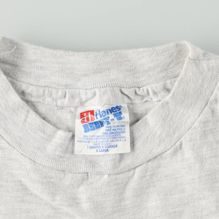 90'S Hanes BEEFY-T Printed T-shirt Made in USA Men's XL Vintage cotton pale white type Vintage Second Hand