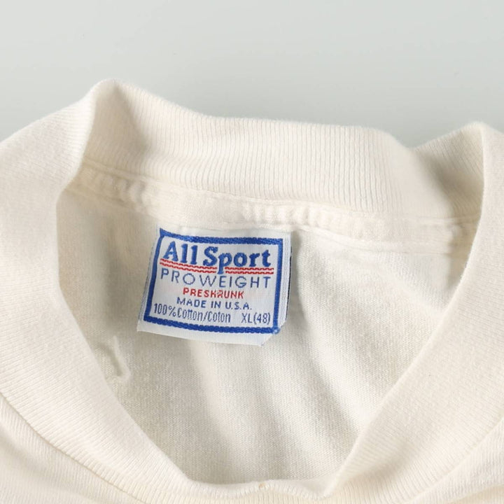 90'S All Sport PRO WEIGHT Print T-Shirt, Made in USA, Men's XL equivalent, Vintage cotton white type Vintage Second Hand