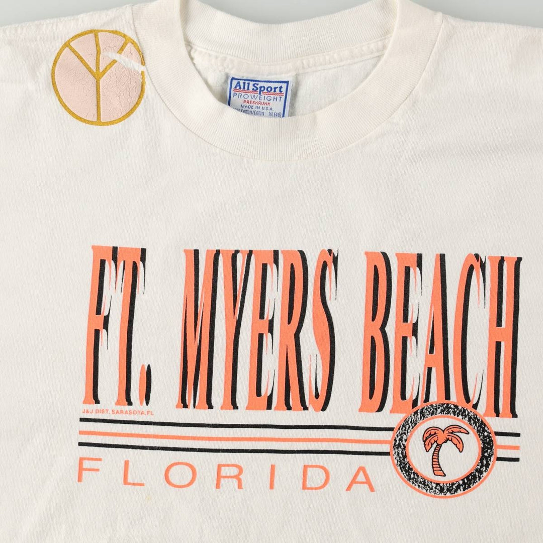 90'S All Sport PRO WEIGHT Print T-Shirt, Made in USA, Men's XL equivalent, Vintage cotton white type Vintage Second Hand