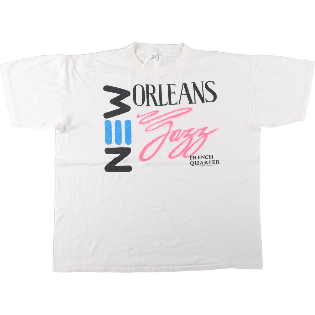 Big Size ~90'S Jazz Band T-Shirt, Made in USA, Men's XXXL Equivalent, Vintage cotton white type Vintage Second Hand