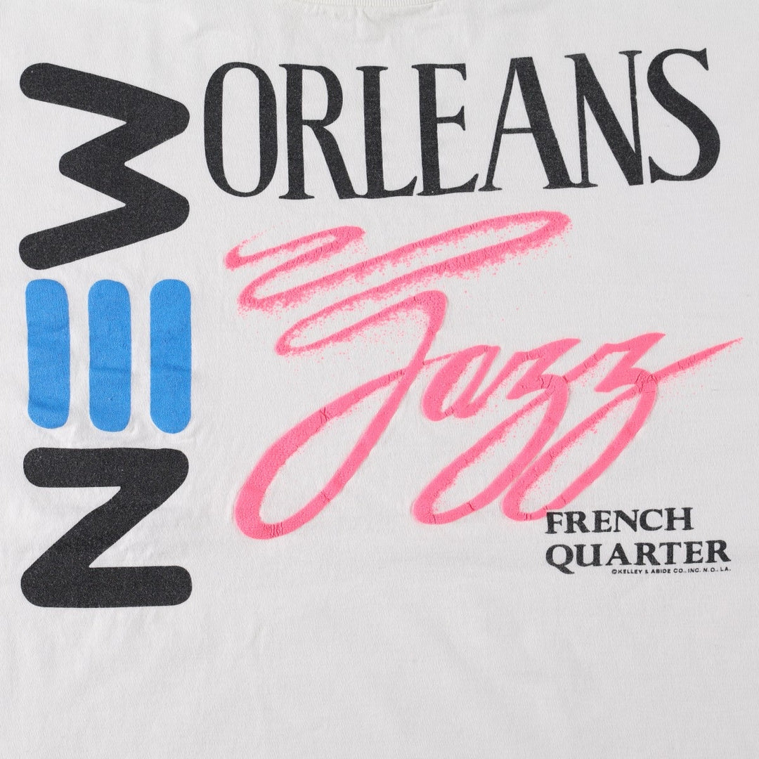 Big Size ~90'S Jazz Band T-Shirt, Made in USA, Men's XXXL Equivalent, Vintage cotton white type Vintage Second Hand