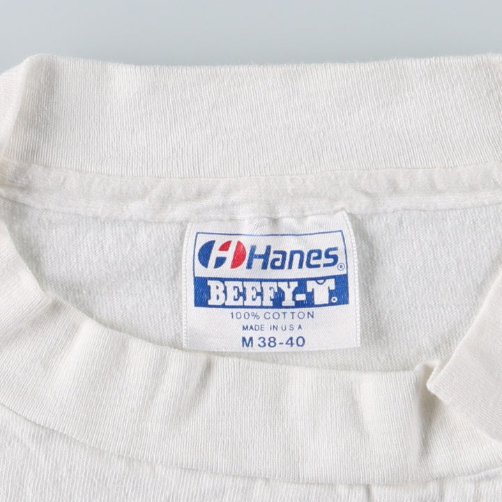 90'S Hanes BEEFY-T Advertising T-Shirt, Made in USA, Men's Size M (approx.), Vintage cotton white type Vintage Second Hand