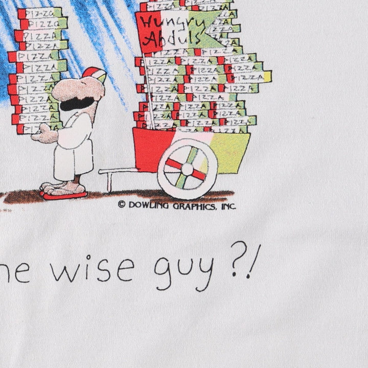 90'S Jerzees Noah's Ark Print T-Shirt, Made in USA, Men's XL (approx.), Vintage cotton white type Vintage Second Hand