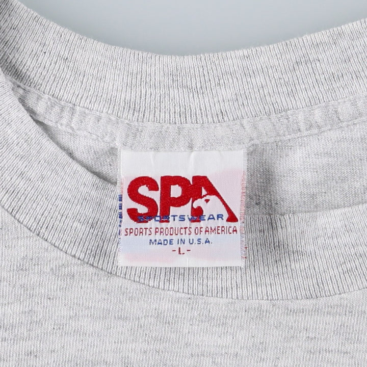 90'S SPA Print T-Shirt, Made in USA, Men's Size L (Equivalent), Vintage cotton gray type Vintage Second Hand