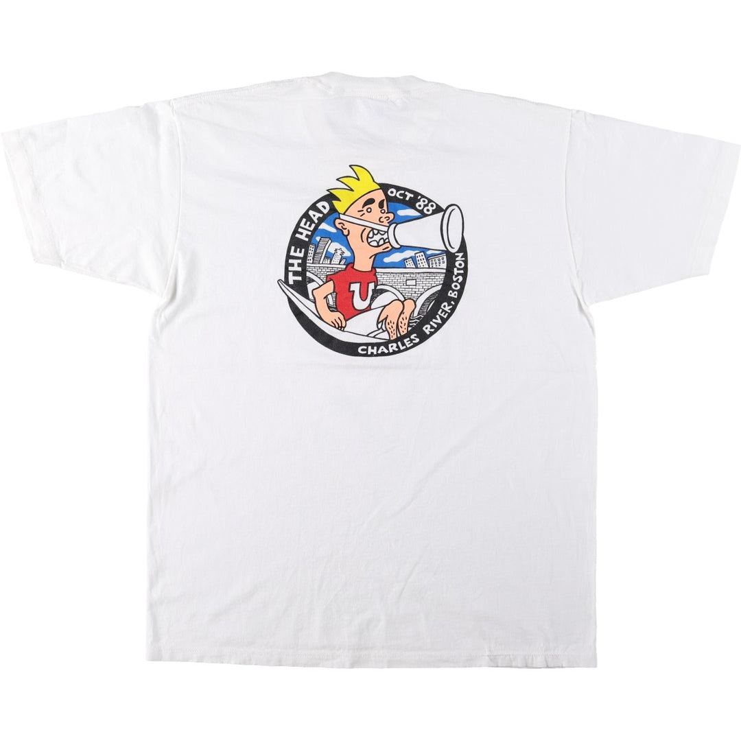 80'S Jerzees Print T-Shirt, Made in USA, Men's XL equivalent, Vintage cotton white type Vintage Second Hand