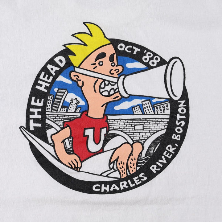 80'S Jerzees Print T-Shirt, Made in USA, Men's XL equivalent, Vintage cotton white type Vintage Second Hand