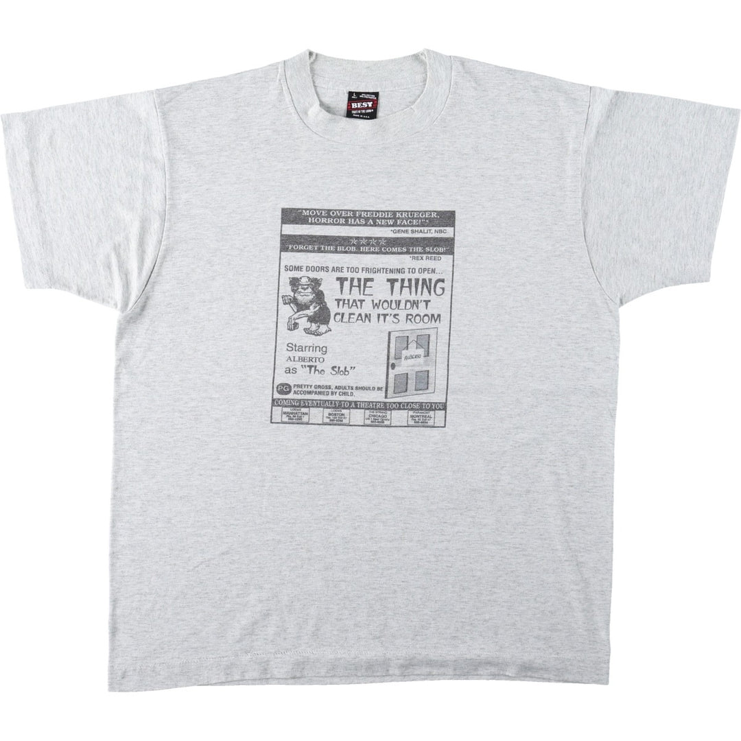 90'S Fruit of the Loom printed T-shirt, made in the USA, men's size L, vintage cotton gray type Vintage Second Hand