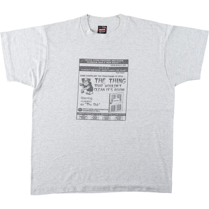 90'S Fruit of the Loom printed T-shirt, made in the USA, men's size L, vintage cotton gray type Vintage Second Hand