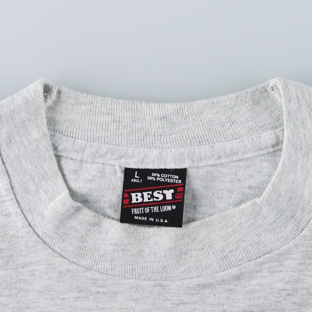 90'S Fruit of the Loom printed T-shirt, made in the USA, men's size L, vintage cotton gray type Vintage Second Hand