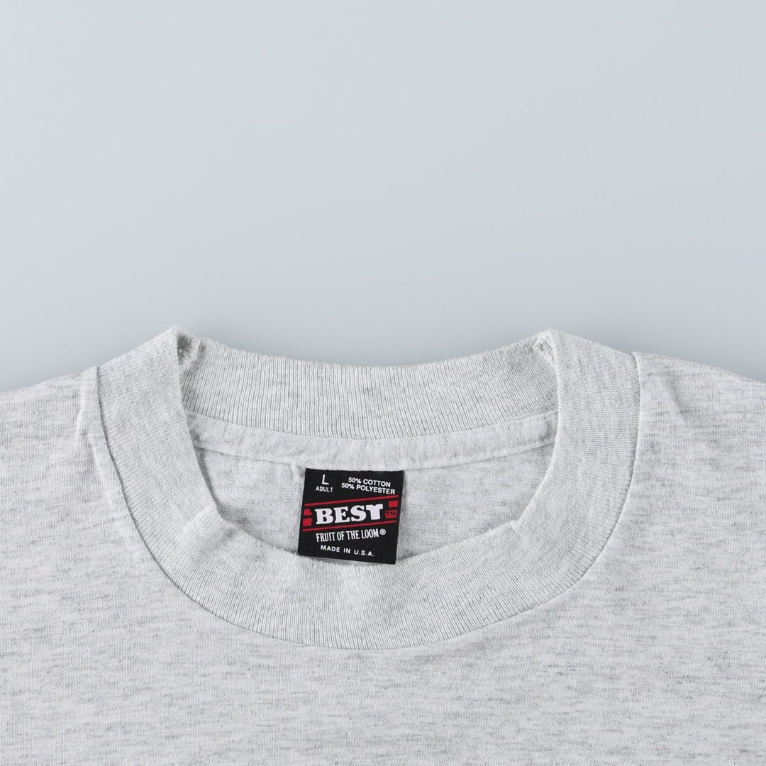 90'S Fruit of the Loom printed T-shirt, made in the USA, men's size L, vintage cotton gray type Vintage Second Hand