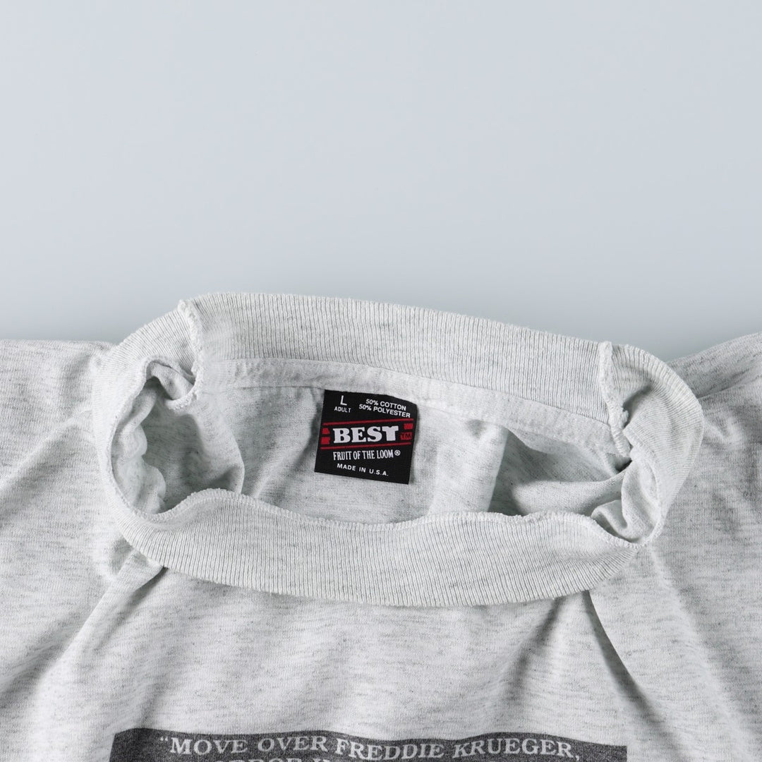 90'S Fruit of the Loom printed T-shirt, made in the USA, men's size L, vintage cotton gray type Vintage Second Hand