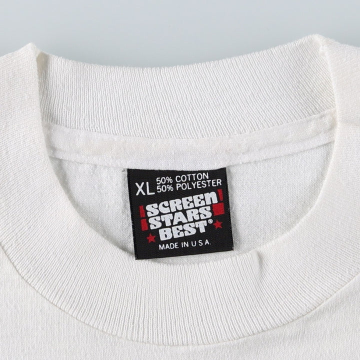 90'S SCREEN STARS Printed T-shirt Made in USA Men's XL Vintage cotton white type Vintage Second Hand