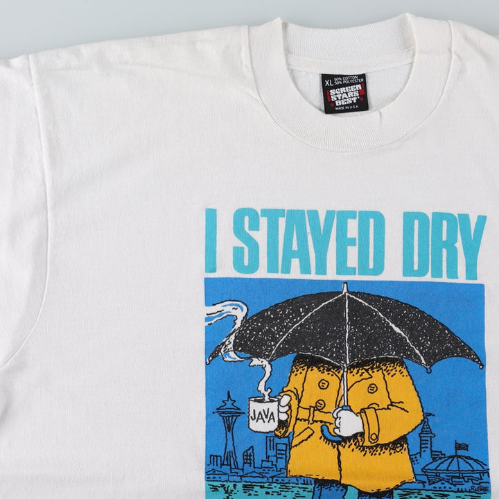 90'S SCREEN STARS Printed T-shirt Made in USA Men's XL Vintage cotton white type Vintage Second Hand