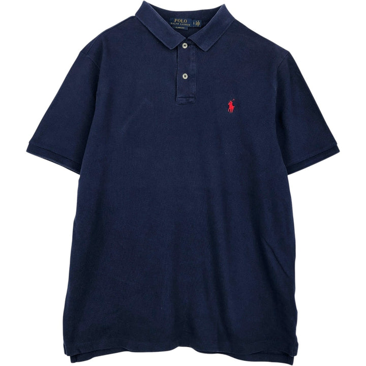 Ralph Lauren POLO RALPH LAUREN CLASSIC FIT short sleeve polo shirt for men size L cotton navy blue type Vintage Second Hand