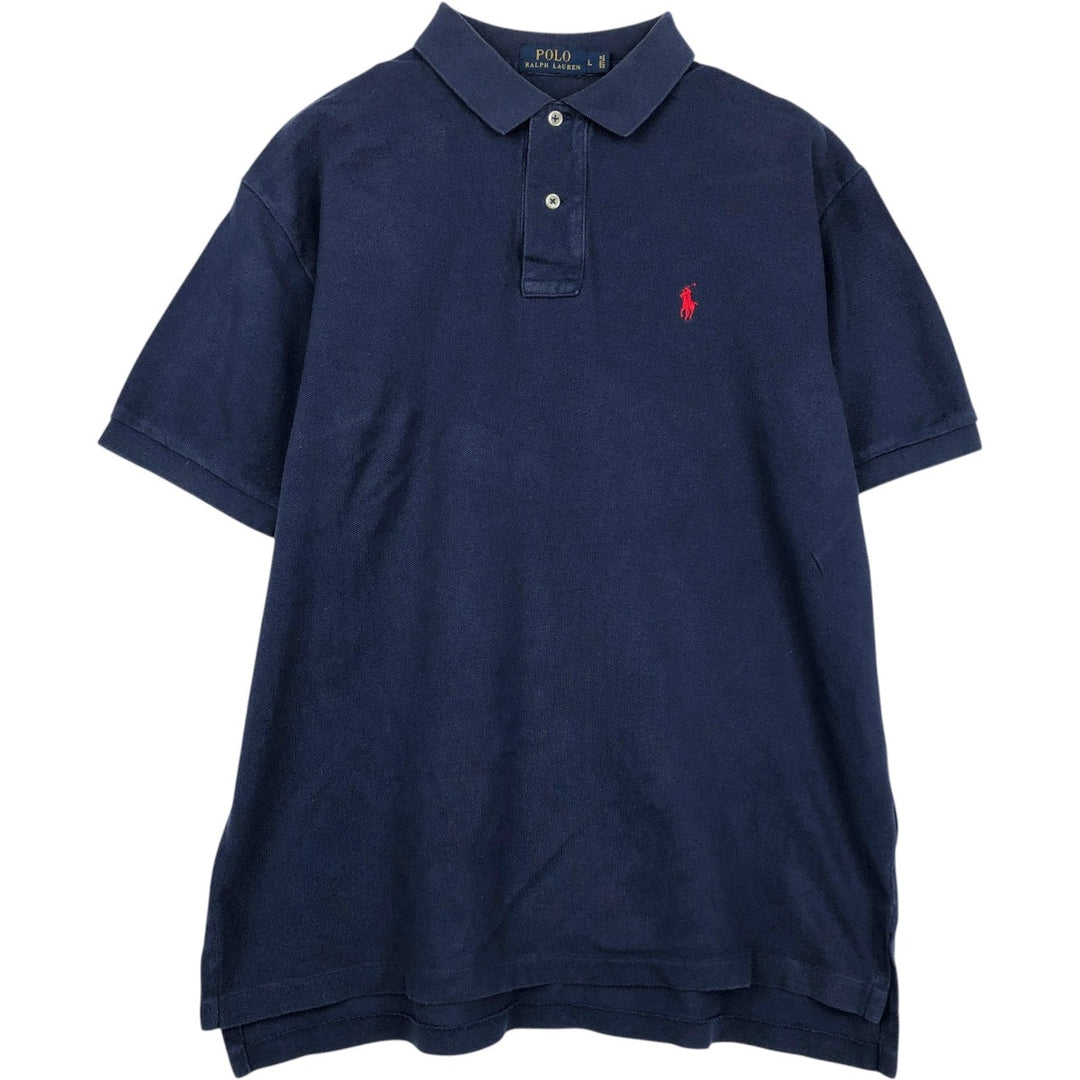 Ralph Lauren POLO RALPH LAUREN short sleeve polo shirt men's size L cotton navy blue type Vintage Second Hand