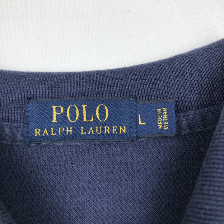 Ralph Lauren POLO RALPH LAUREN short sleeve polo shirt men's size L cotton navy blue type Vintage Second Hand