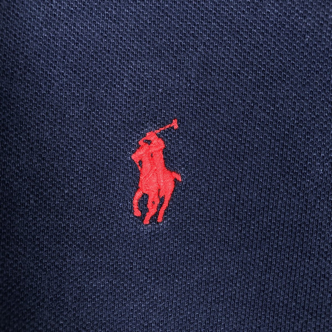 Ralph Lauren POLO RALPH LAUREN short sleeve polo shirt men's size L cotton navy blue type Vintage Second Hand