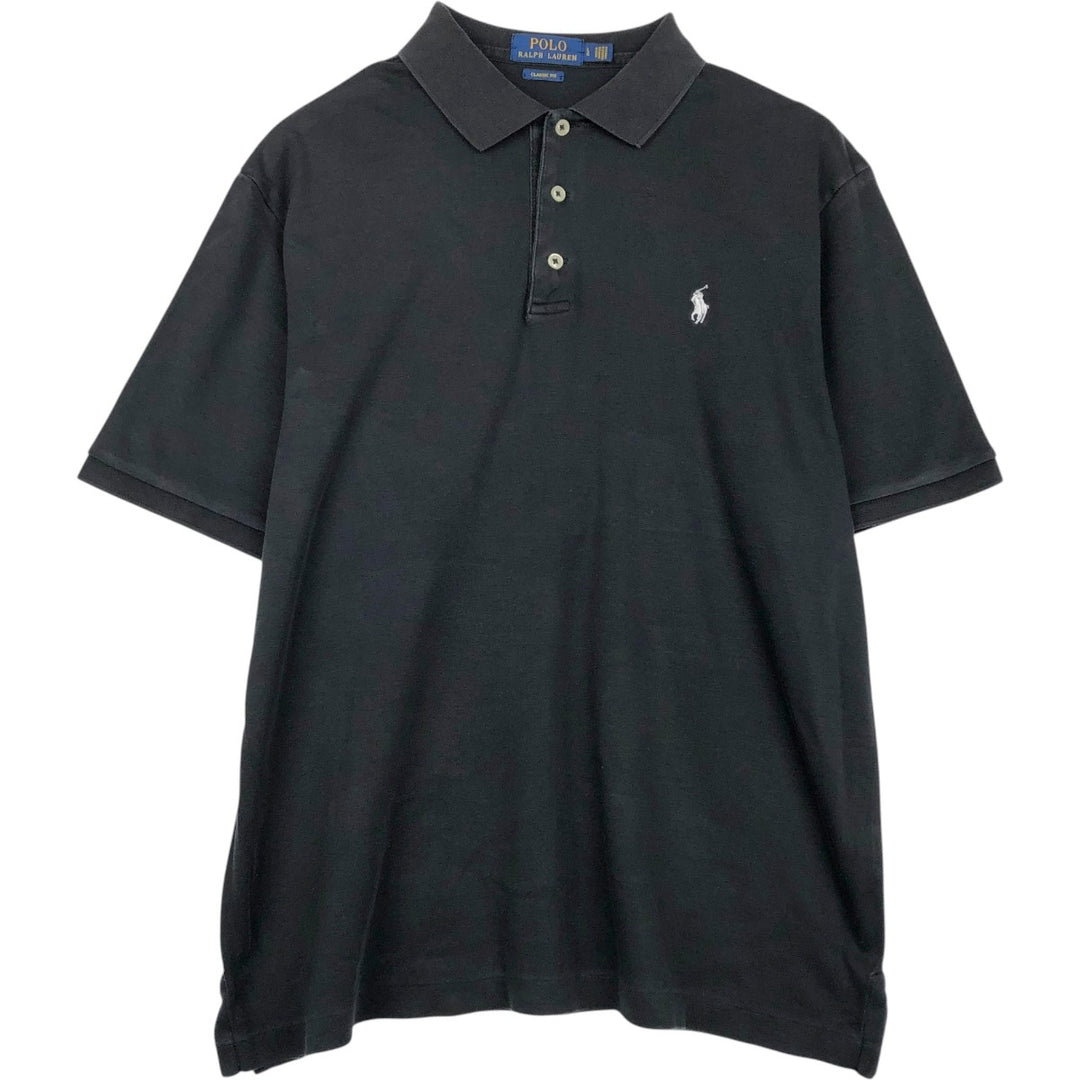 Ralph Lauren POLO RALPH LAUREN CLASSIC FIT short sleeve polo shirt for men size L unclear black type Vintage Second Hand
