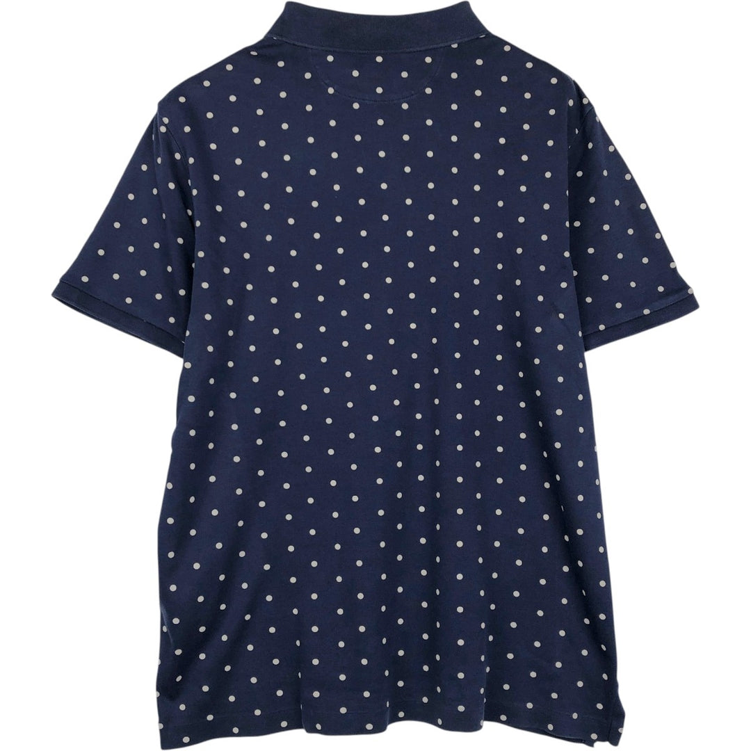 Ralph Lauren POLO RALPH LAUREN CLASSIC FIT polka dot pattern short-sleeved polo shirt, men's size M (approx.) cotton navy blue type Vintage Second Hand