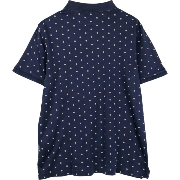 Ralph Lauren POLO RALPH LAUREN CLASSIC FIT polka dot pattern short-sleeved polo shirt, men's size M (approx.) cotton navy blue type Vintage Second Hand