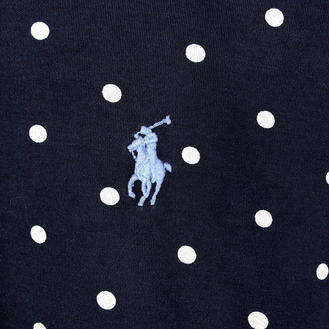 Ralph Lauren POLO RALPH LAUREN CLASSIC FIT polka dot pattern short-sleeved polo shirt, men's size M (approx.) cotton navy blue type Vintage Second Hand