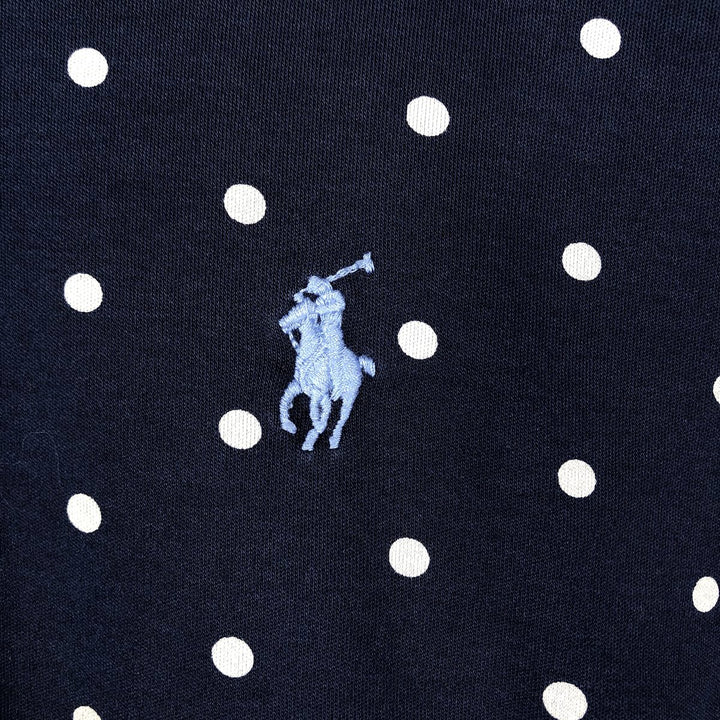 Ralph Lauren POLO RALPH LAUREN CLASSIC FIT polka dot pattern short-sleeved polo shirt, men's size M (approx.) cotton navy blue type Vintage Second Hand