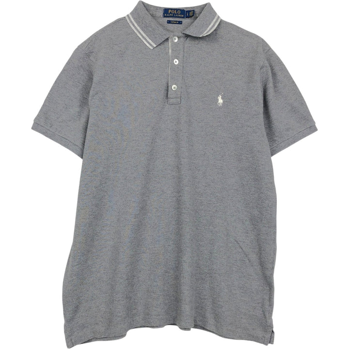 Ralph Lauren POLO RALPH LAUREN CUSTOM FIT short sleeve polo shirt men's size L cotton gray type Vintage Second Hand