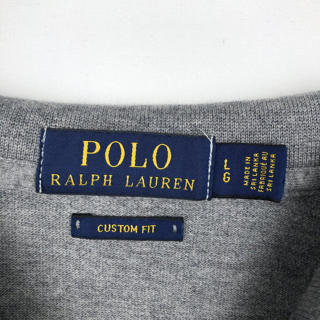 Ralph Lauren POLO RALPH LAUREN CUSTOM FIT short sleeve polo shirt men's size L cotton gray type Vintage Second Hand
