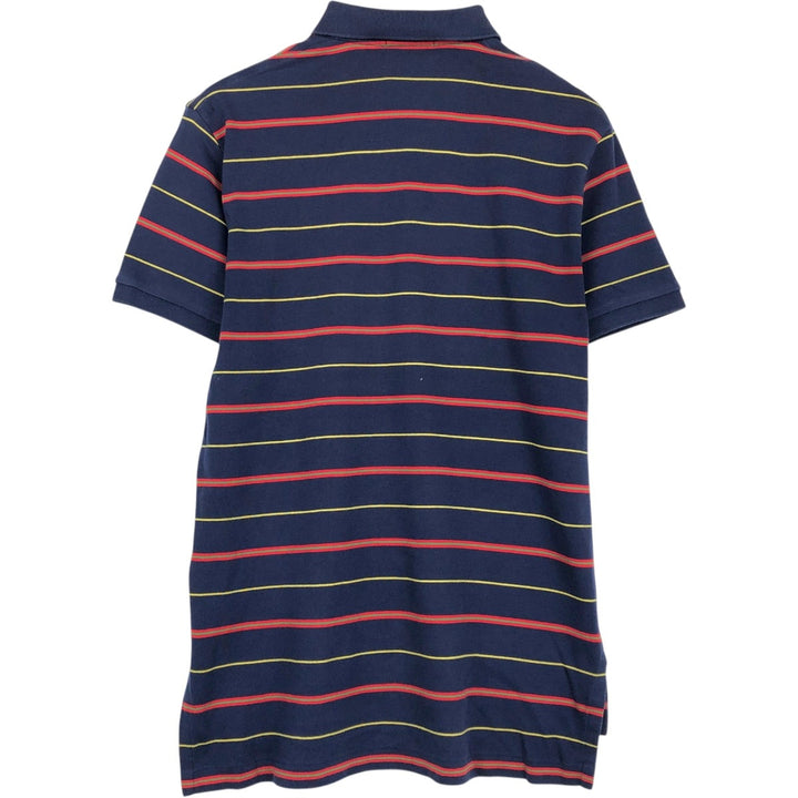 Ralph Lauren POLO RALPH LAUREN Multi-border short sleeve border polo shirt Men's M size cotton navy blue type Vintage Second Hand
