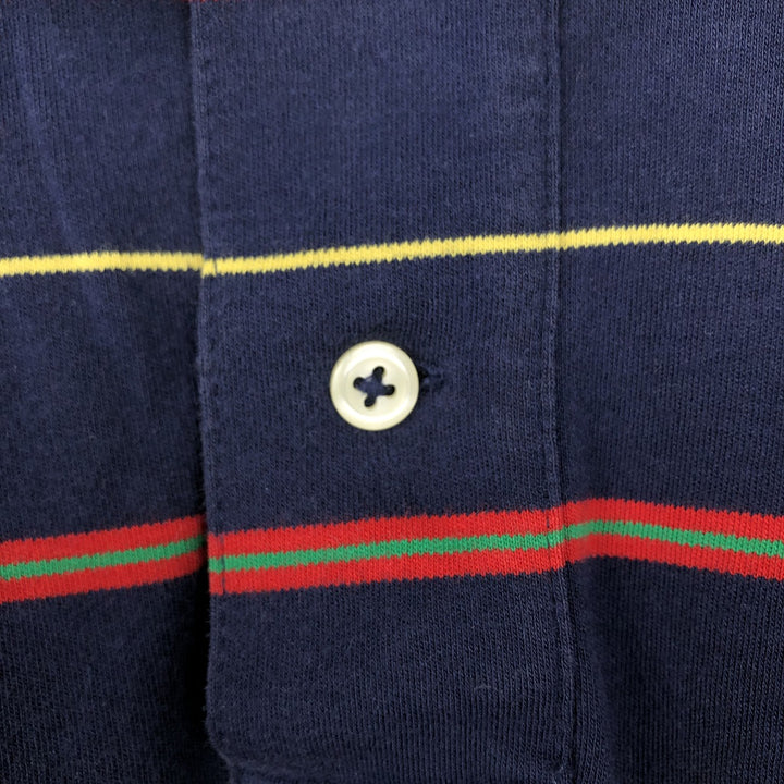 Ralph Lauren POLO RALPH LAUREN Multi-border short sleeve border polo shirt Men's M size cotton navy blue type Vintage Second Hand