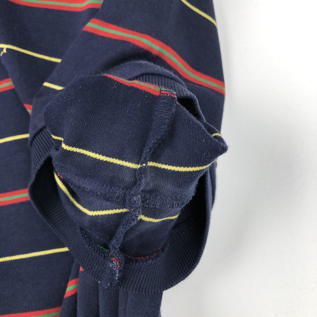 Ralph Lauren POLO RALPH LAUREN Multi-border short sleeve border polo shirt Men's M size cotton navy blue type Vintage Second Hand
