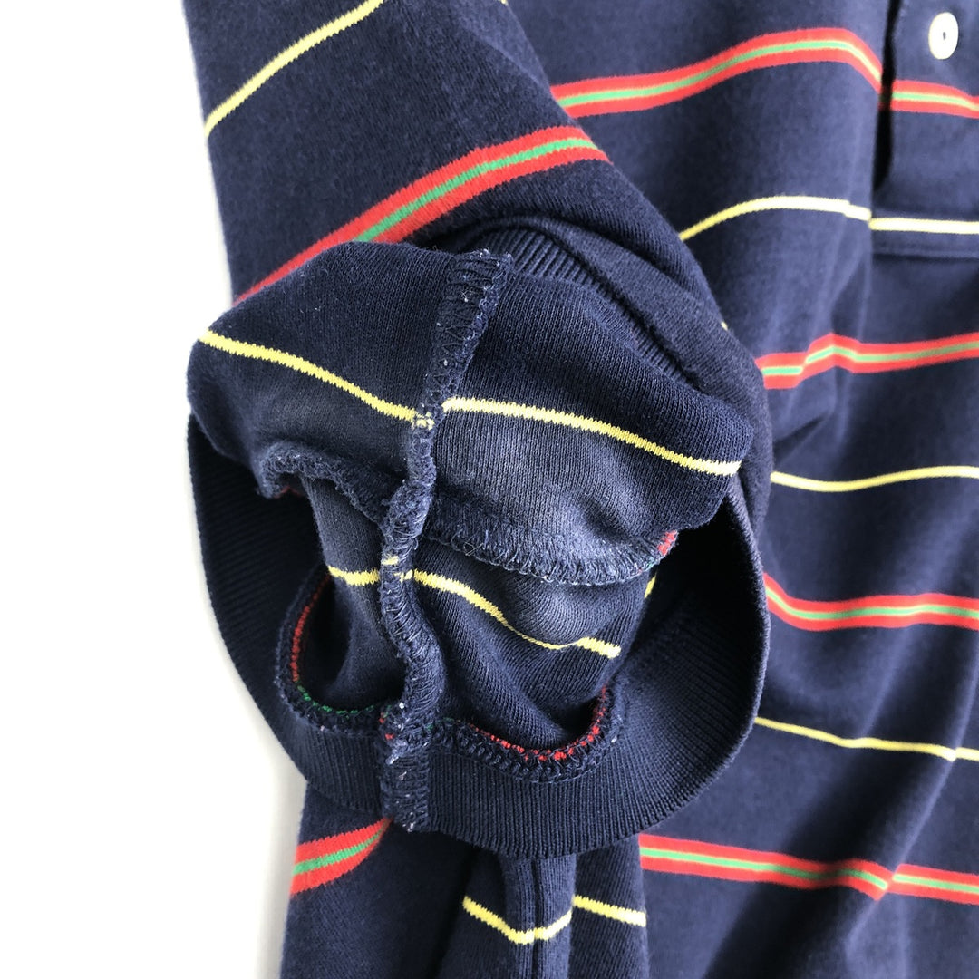 Ralph Lauren POLO RALPH LAUREN Multi-border short sleeve border polo shirt Men's M size cotton navy blue type Vintage Second Hand