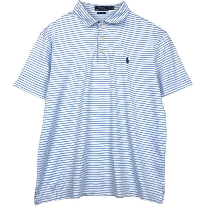 Ralph Lauren POLO RALPH LAUREN CUSTOM SLIM FIT short sleeve striped polo shirt men's size L cotton white type Vintage Second Hand