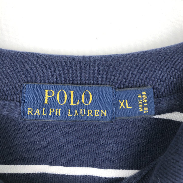 Ralph Lauren POLO RALPH LAUREN Short Sleeve Striped Polo Shirt Men's XL cotton navy blue type Vintage Second Hand