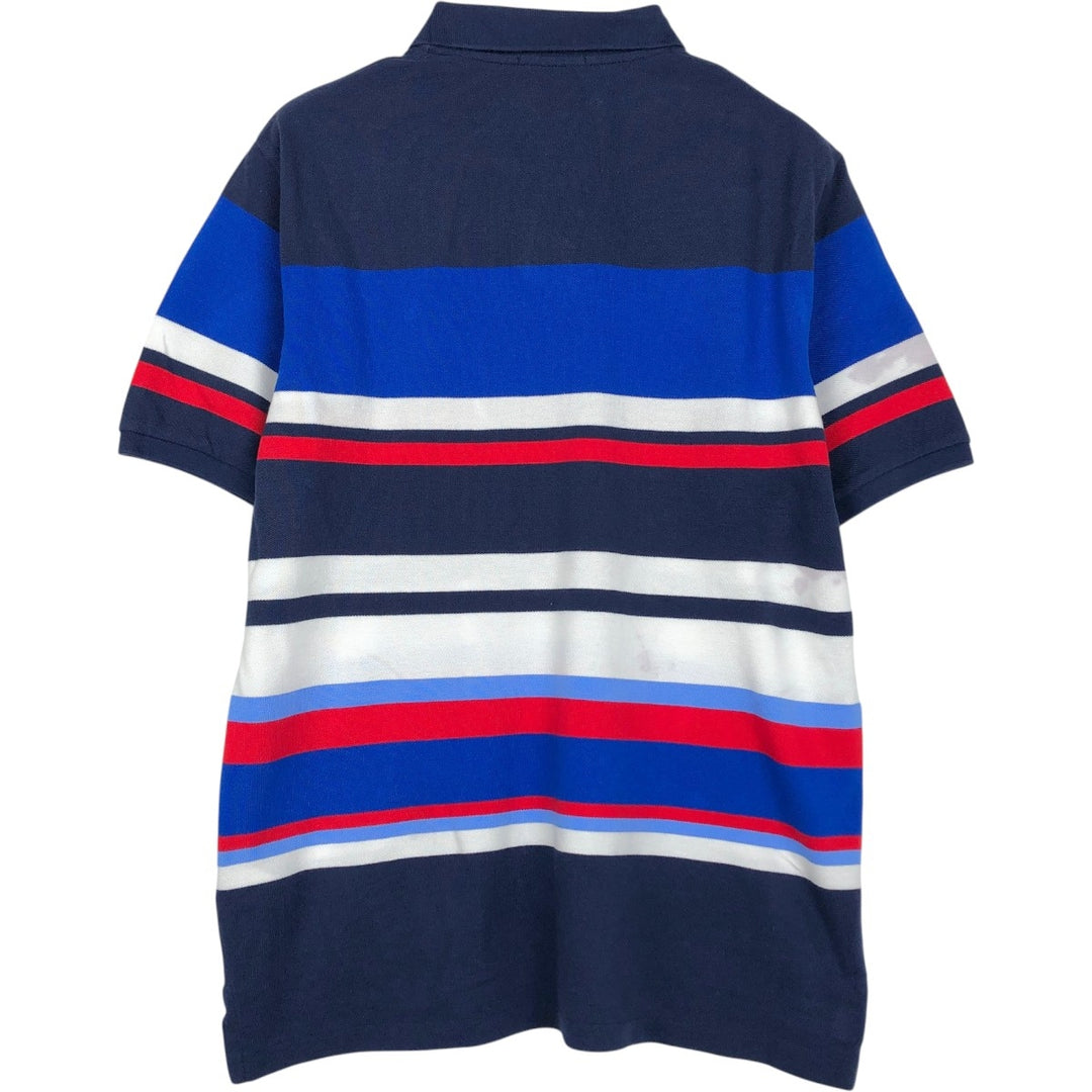 Ralph Lauren POLO RALPH LAUREN CLASSIC FIT Multi-stripe Short-Sleeve Polo Shirt, Men's Size M (approx.) cotton navy blue type Vintage Second Hand