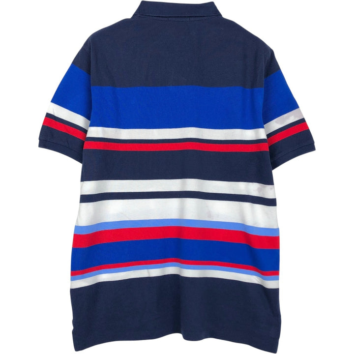 Ralph Lauren POLO RALPH LAUREN CLASSIC FIT Multi-stripe Short-Sleeve Polo Shirt, Men's Size M (approx.) cotton navy blue type Vintage Second Hand