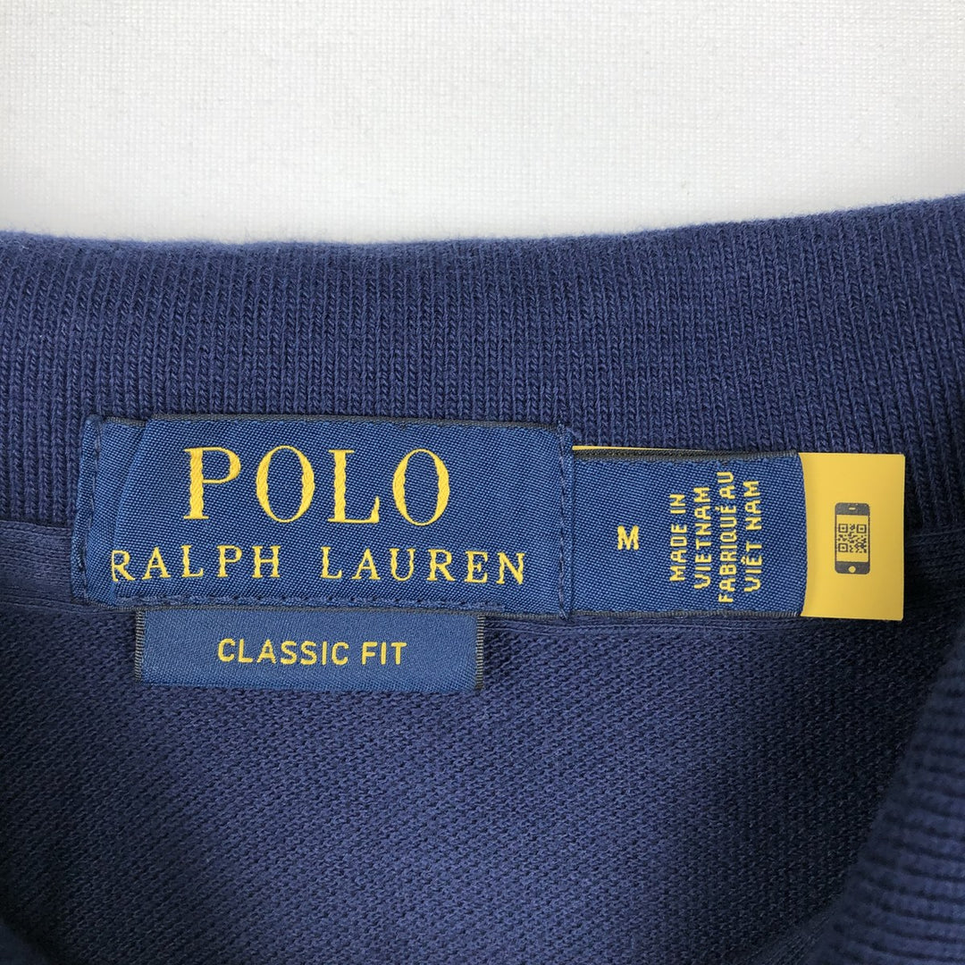 Ralph Lauren POLO RALPH LAUREN CLASSIC FIT Multi-stripe Short-Sleeve Polo Shirt, Men's Size M (approx.) cotton navy blue type Vintage Second Hand