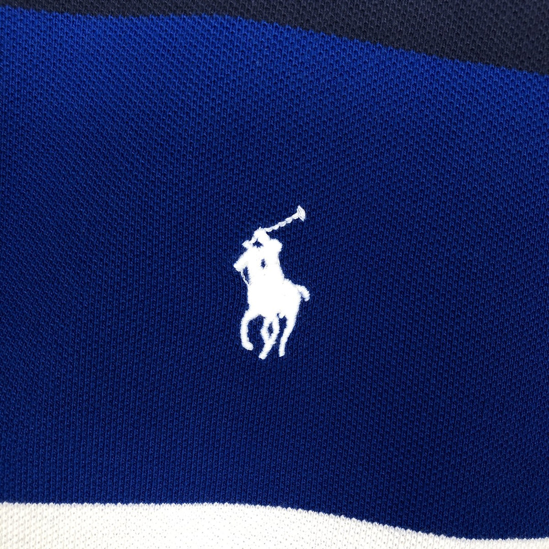 Ralph Lauren POLO RALPH LAUREN CLASSIC FIT Multi-stripe Short-Sleeve Polo Shirt, Men's Size M (approx.) cotton navy blue type Vintage Second Hand