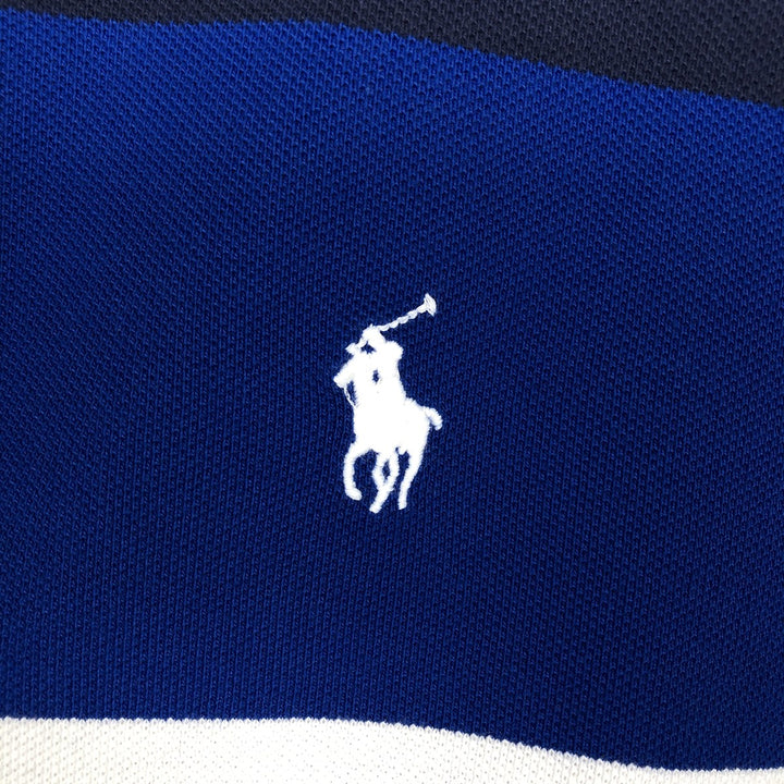 Ralph Lauren POLO RALPH LAUREN CLASSIC FIT Multi-stripe Short-Sleeve Polo Shirt, Men's Size M (approx.) cotton navy blue type Vintage Second Hand