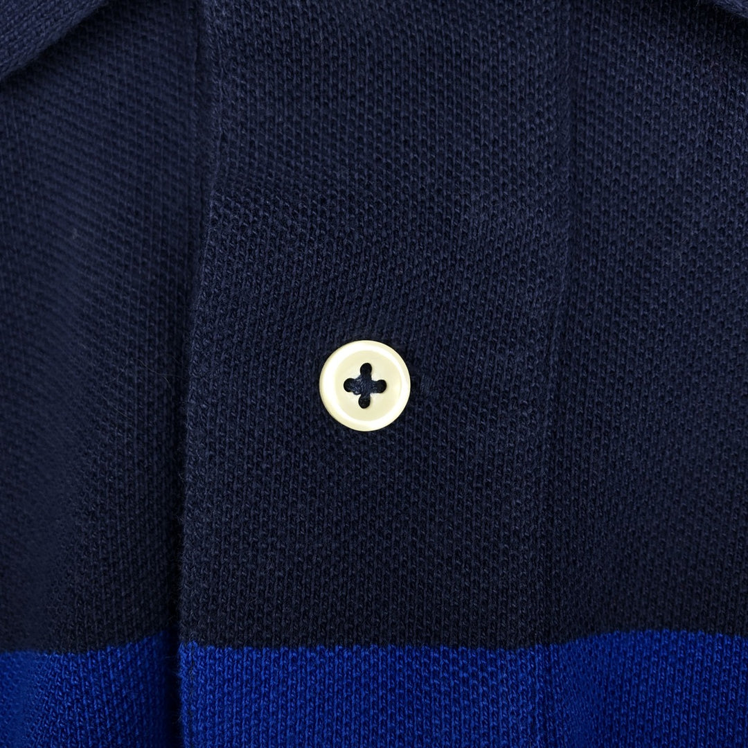 Ralph Lauren POLO RALPH LAUREN CLASSIC FIT Multi-stripe Short-Sleeve Polo Shirt, Men's Size M (approx.) cotton navy blue type Vintage Second Hand