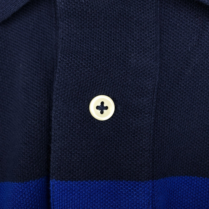 Ralph Lauren POLO RALPH LAUREN CLASSIC FIT Multi-stripe Short-Sleeve Polo Shirt, Men's Size M (approx.) cotton navy blue type Vintage Second Hand